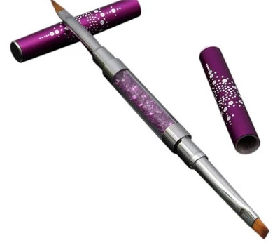 Nail Art Rhinestone Handle Double-headed Acrylic Brush Pen PURPLE 3 Nail Art Rhinestone Handle Double-headed Acrylic Brush Pen PURPLE