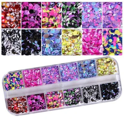 Nail Art Glitter 3D Ultrathin Sequins Flakes 1/2/3mm Sparkly Mixed Color Set 3 Nail Art Glitter 3D Ultrathin Sequins Flakes 1/2/3mm Sparkly Mixed Color Set