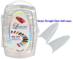 Lamour Vector Straight Clear Half-moon Tips - 100 Ct