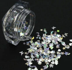 NDi Beauty Nail Art Glitter Flakes Sparkling Mixed Shapes - Heart Moon Butterflies