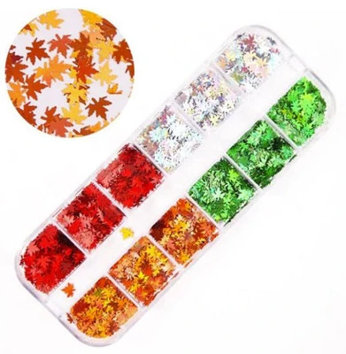 NDi Beauty Ice Mylar Nail Art Sparkly Glitter Silver Laser Maple Leaf - 4 Colors 3 NDi Beauty Ice Mylar Nail Art Sparkly Glitter Silver Laser Maple Leaf - 4 Colors