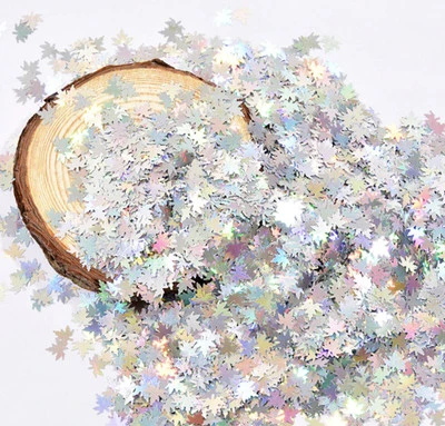 NDi Beauty Nail Art Holographic Glitter Flakes Sparkly Silver Maple Leafs - 10g 3 NDi Beauty Nail Art Holographic Glitter Flakes Sparkly Silver Maple Leafs - 10g