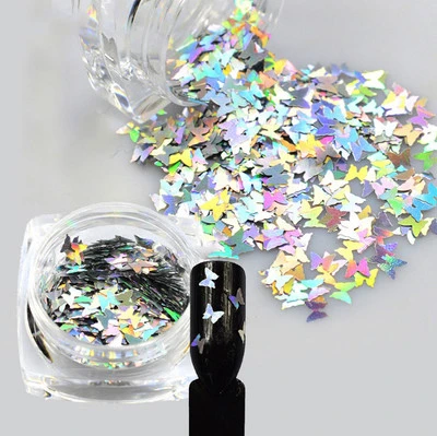 NDI Beauty Ice Mylar Nail Art Sparkly 3D Glitter Silver Laser Butterfly - 10g 3 NDI Beauty Ice Mylar Nail Art Sparkly 3D Glitter Silver Laser Butterfly - 10g