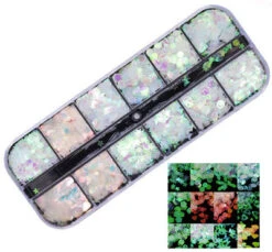 NDi Beauty Nail Art Glitter Holographic Laser Shining Iridescent Mixed Shape - 12 AB