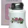 Flower Patterned Porcelain Bottle With Stainless Steel Liquid Pump - 6 Oz. -Best Manicure Store 19502 box 97900 28021 42732 77933 24305 40058 23236.1629302291