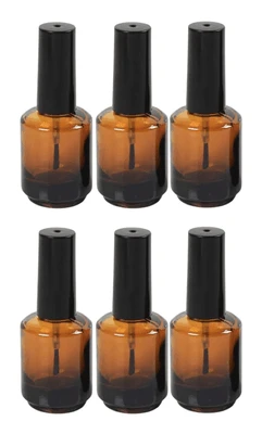 DL Pro Empty Amber Glass Polish Bottle .5 Oz - 6 PCS