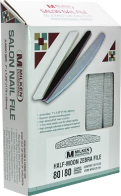 Berkeley Half Moon Zebra Nail File -50 Files - 80/80 Grit