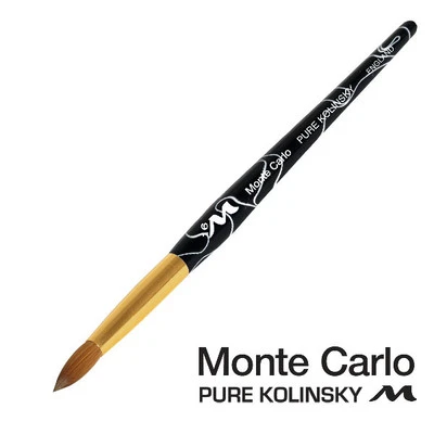 Monte Carlo Kolinsky Black Marble Acrylic Handle/Nail Brush #16 4 Monte Carlo Kolinsky Black Marble Acrylic Handle/Nail Brush #16 - Image 2