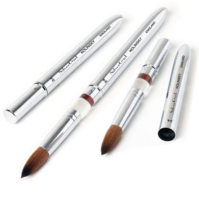 SilverGirl Kolinsky Nail Brush Chrome Aluminum Handle With Cap 24 3 SilverGirl Kolinsky Nail Brush Chrome Aluminum Handle With Cap 24