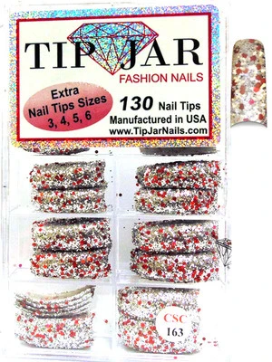 Tip Jar Fashion Nails Glitter Tips - CSC163 3 Tip Jar Fashion Nails Glitter Tips - CSC163